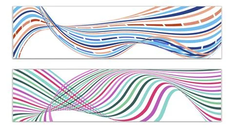 Cover design, set of 2 covers. Wavy lines or ribbons. Fancy abstract backgrou Stock Illustration
