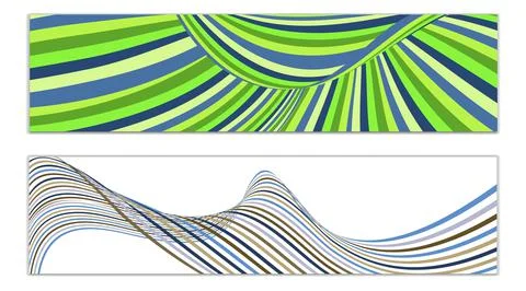 Cover design, set of 2 covers. Wavy lines or ribbons. Fancy abstract backgrou Illustrazione stock