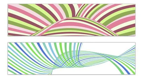 Cover design, set of 2 covers. Wavy lines or ribbons. Fancy abstract backgrou Stock Illustration