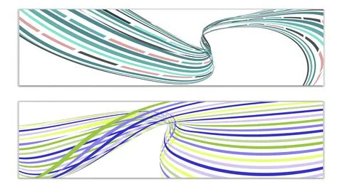 Cover design, set of 2 covers. Wavy lines or ribbons. Fancy abstract backgrou Stock Illustration