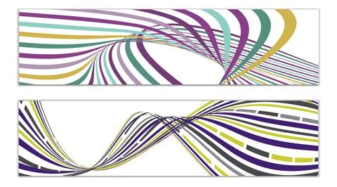Cover design, set of 2 covers. Wavy lines or ribbons. Fancy abstract backgrou Stock Illustration