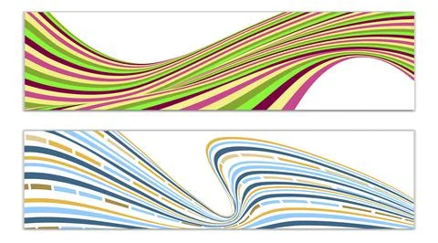 Cover design, set of 2 covers. Wavy lines or ribbons. Fancy abstract backgrou Stock Illustration