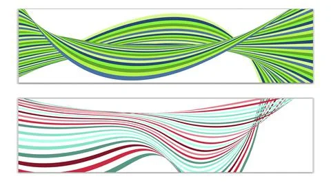 Cover design, set of 2 covers. Wavy lines or ribbons. Fancy abstract backgrou Stock Illustration