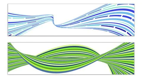 Cover design, set of 2 covers. Wavy lines or ribbons. Fancy abstract backgrou 库存插图