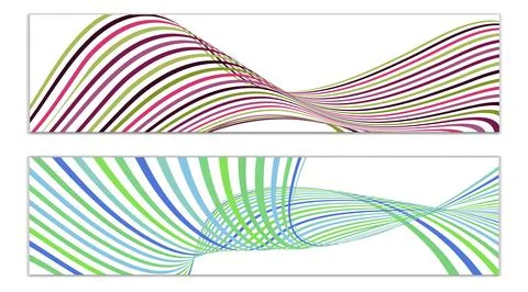Cover design, set of 2 covers. Wavy lines or ribbons. Fancy abstract backgrou Stock Illustration