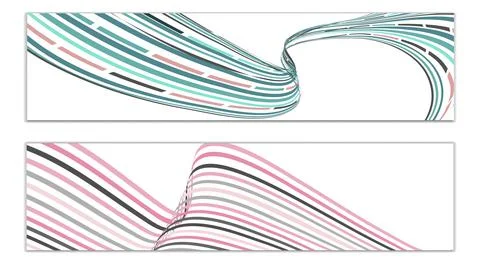 Cover design, set of 2 covers. Wavy lines or ribbons. Fancy abstract backgrou Stock-Illustration