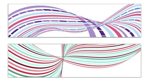 Cover design, set of 2 covers. Wavy lines or ribbons. Fancy abstract backgrou Illustrazione stock