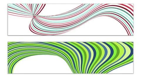 Cover design, set of 2 covers. Wavy lines or ribbons. Fancy abstract backgrou Stock Illustration