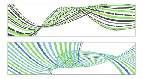 Cover design, set of 2 covers. Wavy lines or ribbons. Fancy abstract backgrou 스톡 일러스트