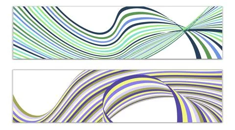 Cover design, set of 2 covers. Wavy lines or ribbons. Fancy abstract backgrou Illustrazione stock