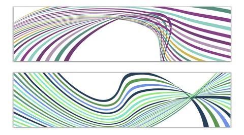 Cover design, set of 2 covers. Wavy lines or ribbons. Fancy abstract backgrou Stock Illustration