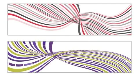 Cover design, set of 2 covers. Wavy lines or ribbons. Fancy abstract backgrou Stock Illustration