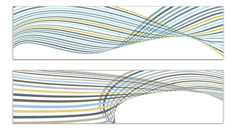 Cover design, set of 2 covers. Wavy lines or ribbons. Fancy abstract backgrou Stock Illustration