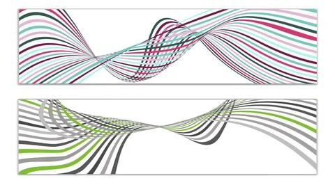 Cover design, set of 2 covers. Wavy lines or ribbons. Fancy abstract backgrou Stockillustratie