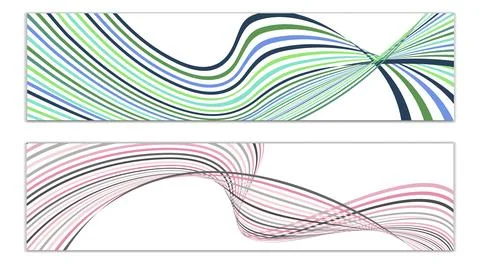 Cover design, set of 2 covers. Wavy lines or ribbons. Fancy abstract backgrou Stock Illustration