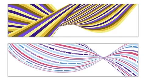 Cover design, set of 2 covers. Wavy lines or ribbons. Fancy abstract backgrou 库存插图