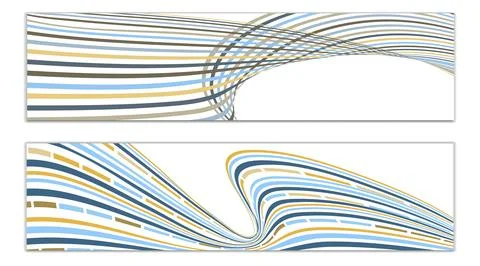 Cover design, set of 2 covers. Wavy lines or ribbons. Fancy abstract backgrou Stock Illustration