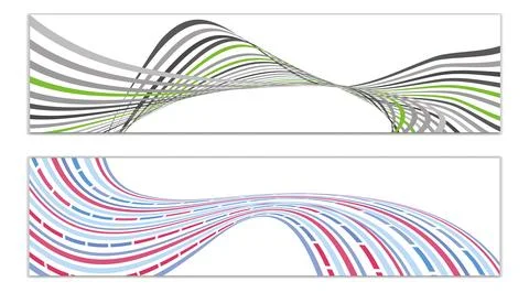 Cover design, set of 2 covers. Wavy lines or ribbons. Fancy abstract backgrou Illustrazione stock
