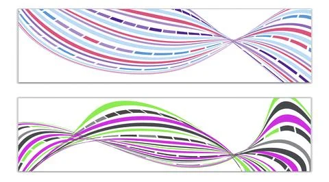 Cover design, set of 2 covers. Wavy lines or ribbons. Fancy abstract backgrou Illustration
