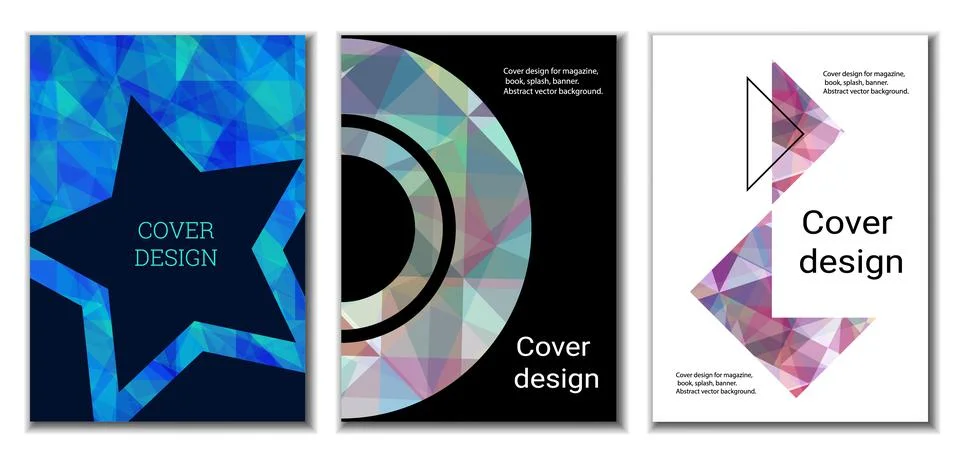 Cover design. Set of 3 covers. Imitation of crumpled paper. Unusual bright ab 库存插图