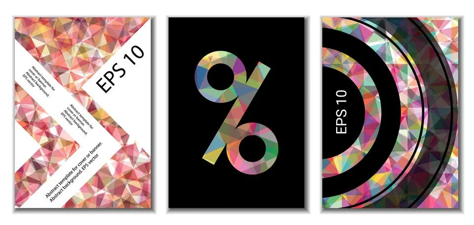 Cover design. Set of 3 covers. Imitation of crumpled paper. Unusual bright .. Stock Illustration