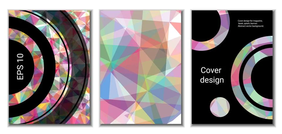 Cover design. Set of 3 covers. Imitation of crumpled paper. Unusual bright .. 库存插图