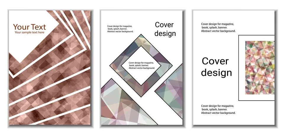 Cover design. Set of 3 covers. Imitation of crumpled paper. Unusual bright .. Stock Illustration