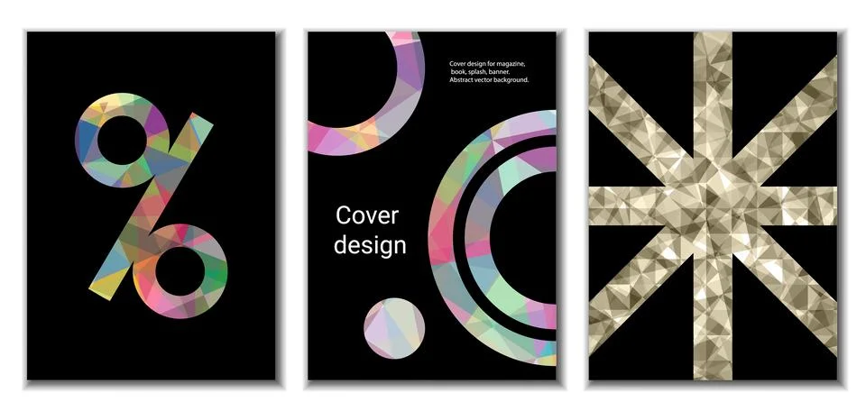 Cover design. Set of 3 covers. Imitation of crumpled paper. Unusual bright .. Stock Illustration