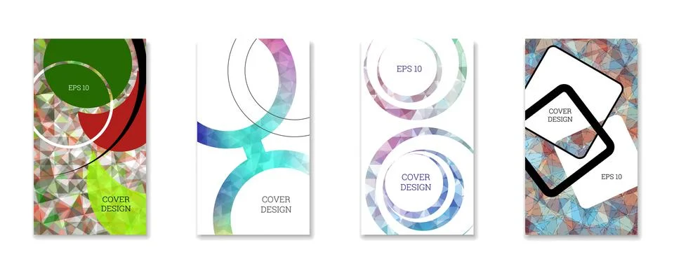 Cover design. Set of 4 covers. Imitation of crumpled paper. Unusual bright ab Illustration