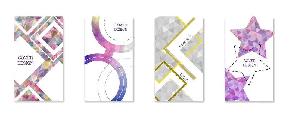 Cover design. Set of 4 covers. Imitation of crumpled paper. Unusual bright .. Stockillustratie
