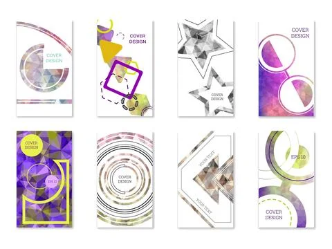 Cover design. Set of 8 covers. Imitation of crumpled paper. Unusual bright .. Illustration