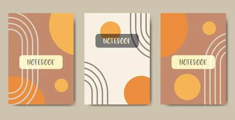 Cover design set with line, circle, rainbow art Stock Illustration