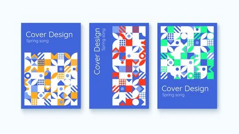 Cover Design. Set of Three Abstract Geometric Vertical Posters. Spring Song Stock Illustration
