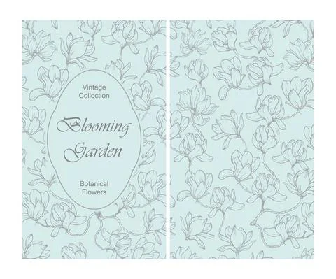 Cover design for your materials. Spring magnolia flowers Stock Illustration