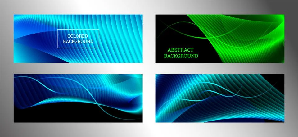 Cover designs set. Stripes with colored metallic sheen, gradient. Creative ba Stock Illustration