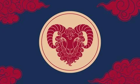 A cover featuring a ram's head against a blue background Stock Illustration