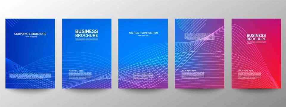 Cover geometric minimal. Set. Vector abstract line pattern for poster design. Stock Illustration