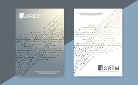 Cover header design with electronic texture for brochure, header, flyer 库存插图