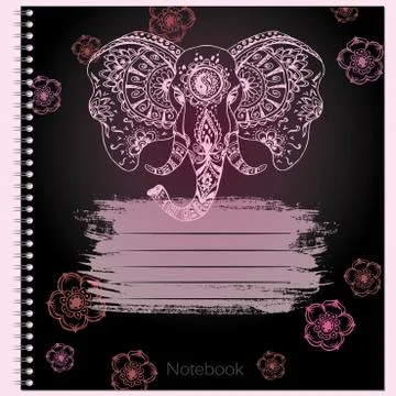 Cover for notebook with abstract elephant Stock Illustration