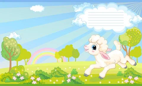 Cover for notebook with cute lamb vector Stock Illustration