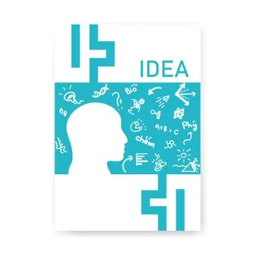 Cover notebook mind thinking flat design, Sketch hand drawn science icons Illustrazione stock