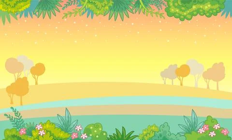 Cover for notebook with trees at sunset vector illustration Stock Illustration