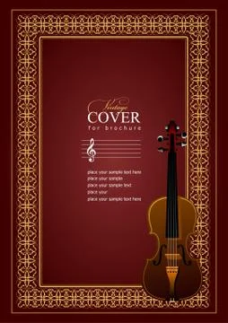 Cover  for notes  with violin image in retro style. vector colored illustrati Illustrazione stock