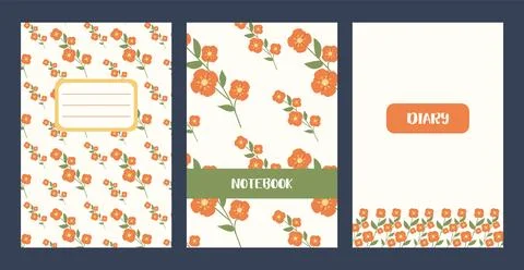 Cover page of Notebook templates. Universal floral layouts for exercise book. Stock Illustration