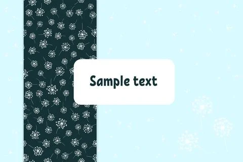 Cover page template based on patterns with hand drawn dandelions Stock Illustration