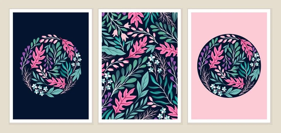 Cover set with floral pattern Stock Illustration