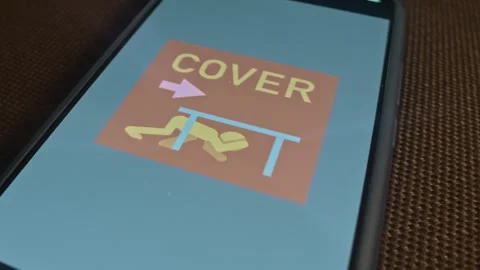 Cover Sign, Security Measures during Earthquake, presentation Stock-Footage 309682737