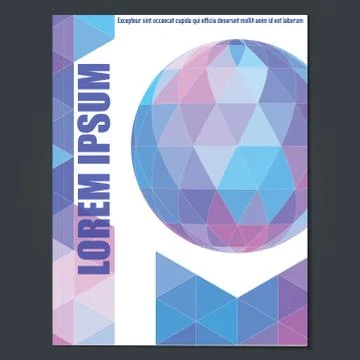 Cover with sphere and triangles. CMYK colors Stock Illustration