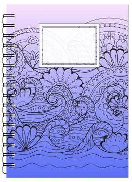 Cover tangle zen design with waves of the notebook Stock Illustration