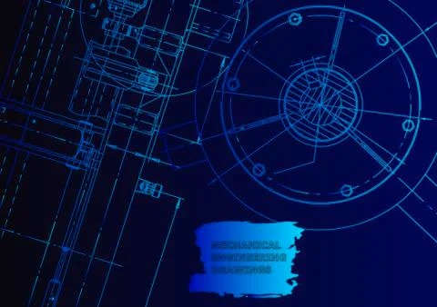 Cover. Vector engineering drawing. Mechanical instrument making 스톡 일러스트